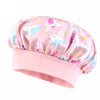 Unicorn Cartoon Satin Kids Shower & Sleep Cap — Adjustable Stretchy Bonnet, 28cm / 11.02 in (One-Size Fits Ages 2–8)