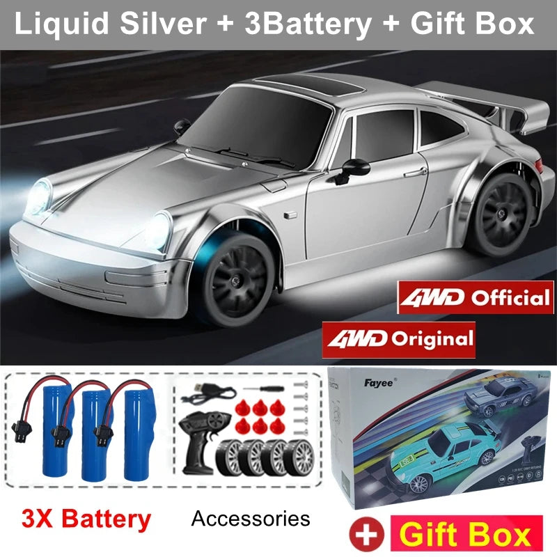 4WD RC Drift Car with LED Lights and 2.4G Remote Control 20km/h Speed