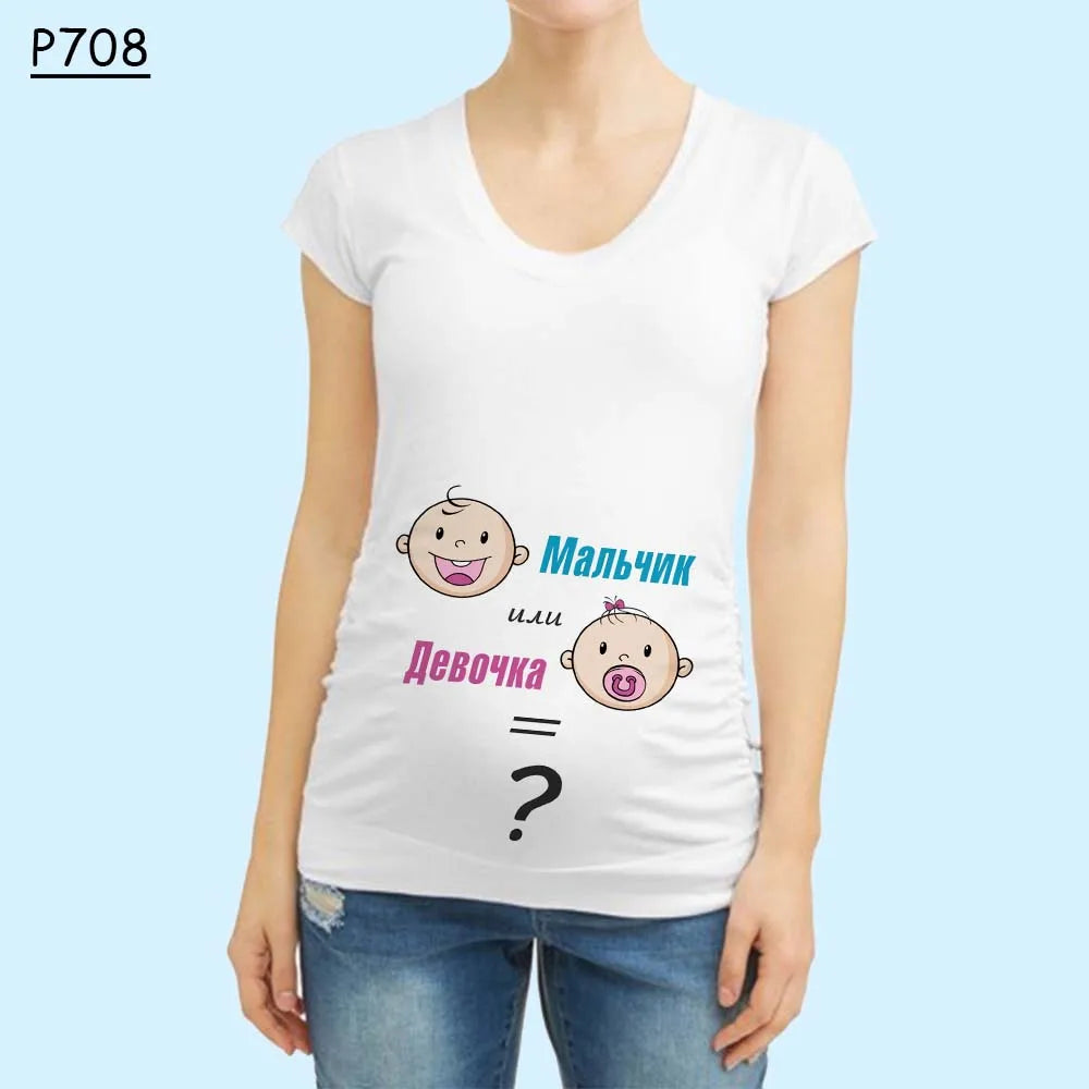 Cute Pregnant Women Maternity Clothes Baby Print Funny T-shirt - Summer Maternity Top, Pregnancy Announcement New Baby Tee