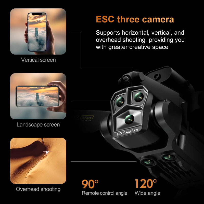 K10 Max RC Drone – HD 4K Quadcopter with 3 Cameras, Obstacle Avoidance, and WIFI FPV