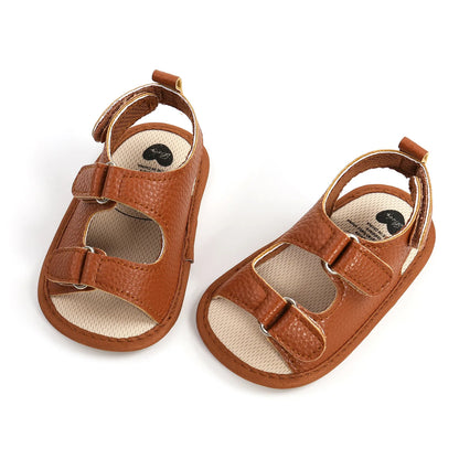 New Baby Sandals – Baby Boy & Girl PU Soft Bottom Sole, Anti-Slip Infant First Walker Crib Shoes, Newborn Moccasins