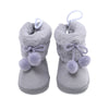 Suefunskry Toddler Baby Boots Winter Warm Lace Up Non Slip Soft Sole Shoes With Plush Pom Pom
