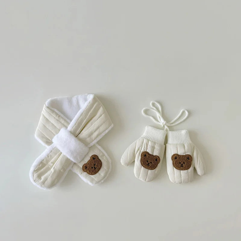 Winter Kids Scarf & Gloves Set – Cartoon Bear & Bunny Baby Girls Scarves, Fleece Lining Mittens & Boys Neck Warmer Accessories for 2-5Y – view 10