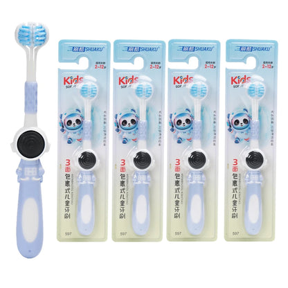 Age 3+ 3-Sided Toddler Toothbrush, Soft Bristles, Kids Autism Sensory Toothbrush, Silicone Oral Care Brush