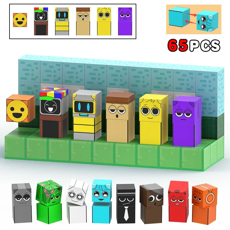 Sprunki Magnetic Building Block Cube Mine World Set for Kids 3+