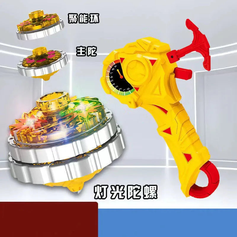 Luminous Combat Gyroscope – Alloy Light-Up Drawstring Spinning Top, Magic Glitter Toy for Kids, Christmas and Birthday Gift
