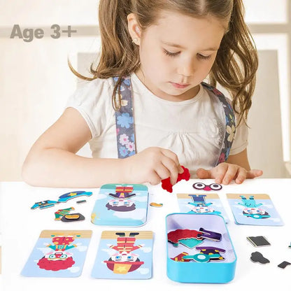 Magnetic 3D Puzzle, Children Dress Up Expression, Travel Tin Box Jigsaw Game, Early Education Imagination Toy, Gifts for Girls