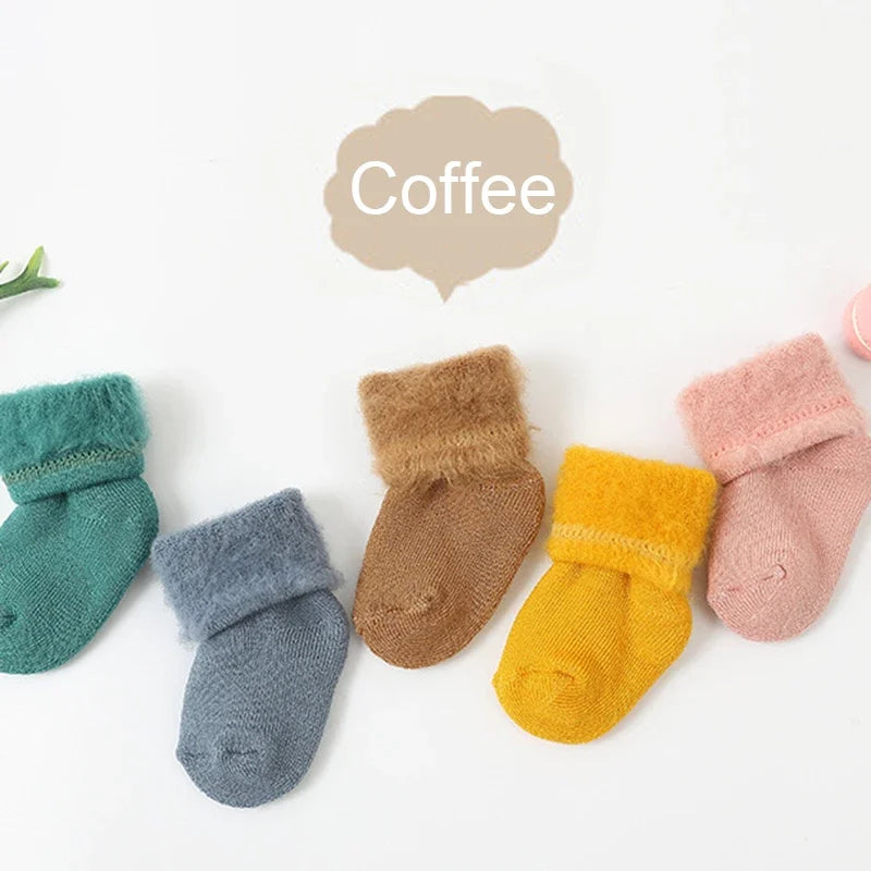 Winter Baby Newborn Warm Plush Socks - Candy Color Calf Floor Socks for Baby Boys & Girls | Autumn Thermal Cotton Socks for Toddlers