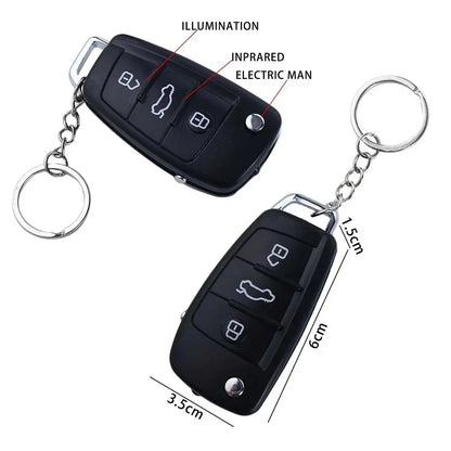 Black Electric Shock Car Key Prank Toy Keychain — Shock Gag Remote Key Ring (7 × 3.5 × 1.5 cm / 2.76 × 1.38 × 0.59 in)