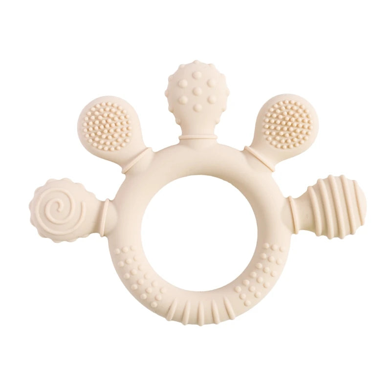 1pc Silicone Teether - Food Grade Baby 0-12 Months, Teething Ring Sensory Toy for Toddlers, Silicone Animal Soothing Accessories