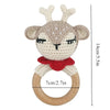 1pc Safety Wooden Baby Teether - Crochet Cartoon Long Ear Bunny Rattler with Mobile Crib Bell | Newborn Teething Toy & Handbell