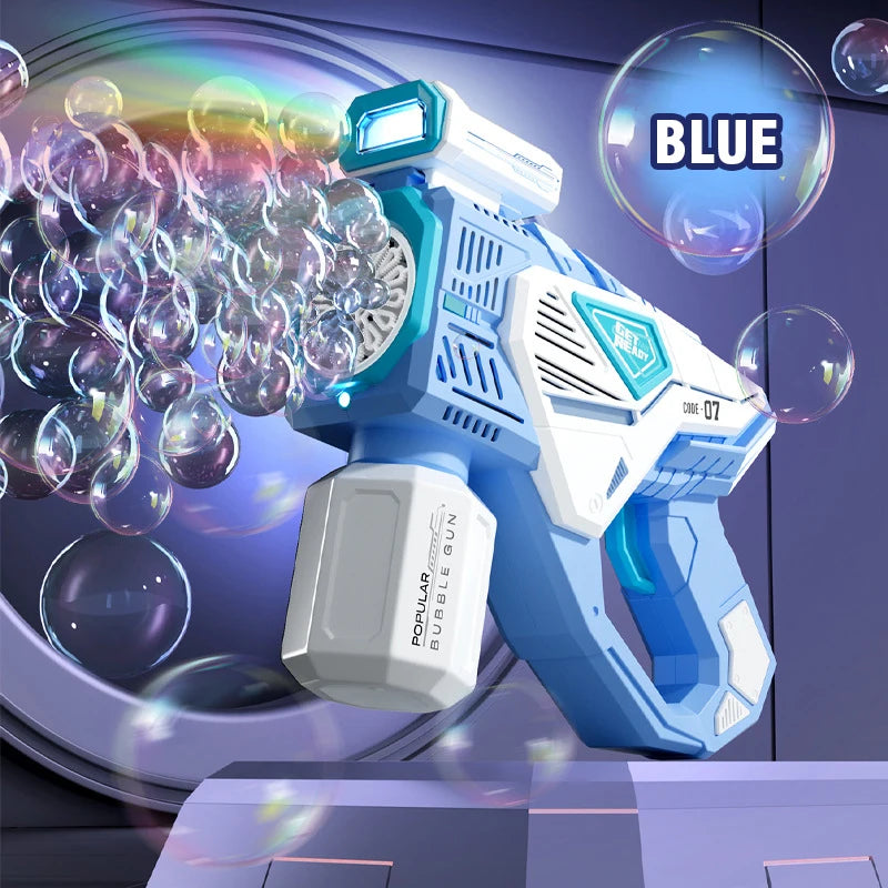 Astronaut Automatic Bubble Gun for Kids with Blue LED Lights — Battery-Powered Bubble Machine Toy (8.26 x 2.95 x 5.9 in / 21 x 7.5 x 15 cm)