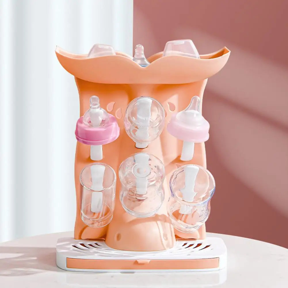 Space-Saving Baby Bottle Drying Rack – Vertical Organizer for 6 Bottles & Pump Parts, Countertop Storage