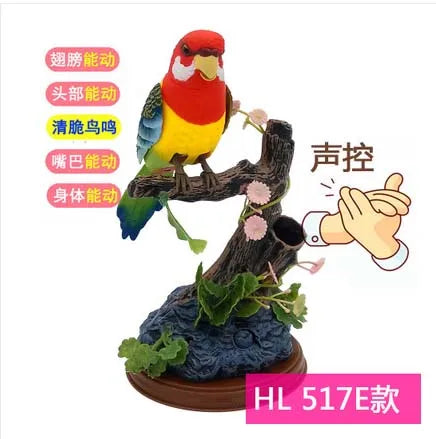 Sound and Voice Control Electric Bird Toy with Simulation Induction, Birdcage Design, Kids Gift and Garden Ornament