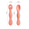 2PCS Baby Learning Spoons Set - Silicone Toddler Liquid Food Spoon & Fork Utensils, Soft Scoop Weaning Cutlery, Baby Feeding Tableware