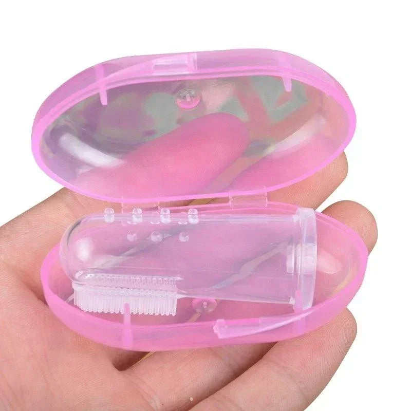 Baby Finger Toothbrush with Box, Silicone Infant Tooth Brush, Soft Rubber Training & Pet Toothbrush