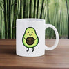 Cute Avocado Porcelain Coffee Mug - Cartoon Green Avocado Breakfast & Juice Cup, 11 oz (320 ml)