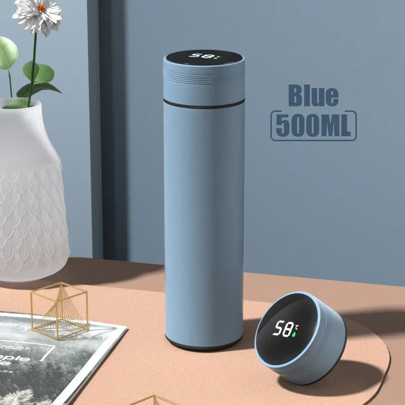 500ml (16.9 fl oz) Temperature Display Stainless Steel Vacuum Insulated Divided Thermos Bottle — Leakproof Travel Flask, Father's Day Gift