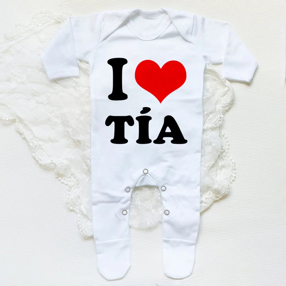 I Love Papa Mama Baby Babygrow Sleepsuit – Cute Coming Home Outfit, Newborn Shower Gift, Boy Girl White Romper, Infant Sleepsuit