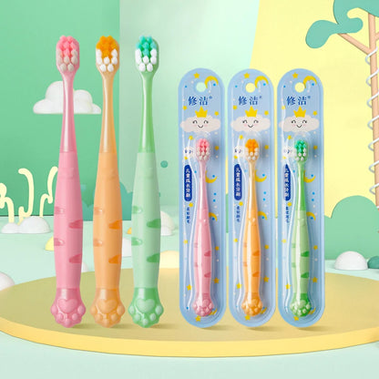 Children Toothbrushes for 2-6 Years Old Soft Bristles Deep Clean Blind Areas Gum-Friendly Cat Paw Anti-Slip Independent Pack