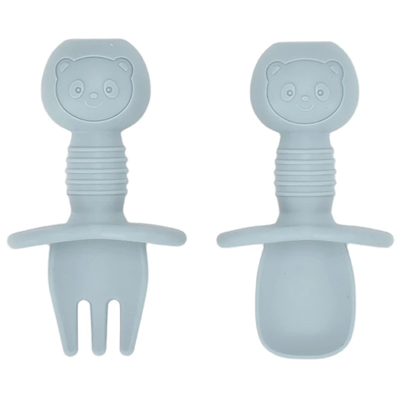 4Pcs Baby Safe Silicone Dining Plate Set - Cute Cartoon Smile Face Children Dishes, Retro Kids Tableware Set (BPA-Free)