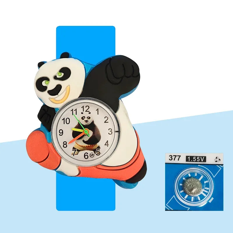 Children’s Cartoon Watch for Ages 2-14 Boys and Girls Soft Silicone Slap Bracelet Student Wristwatch