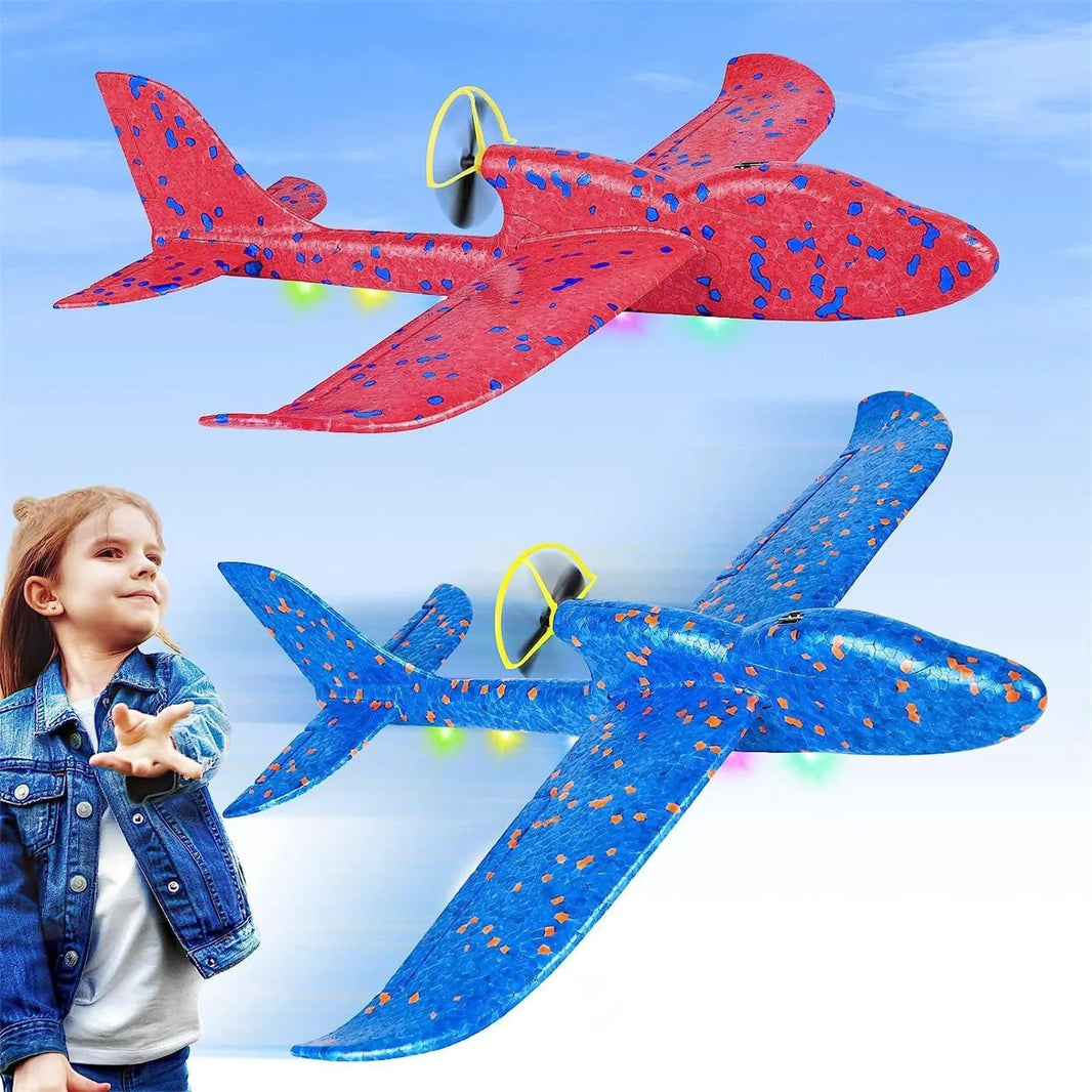 Electric Foam Plane Glider Hand Throw Airplane with LED Light Automatic Flight