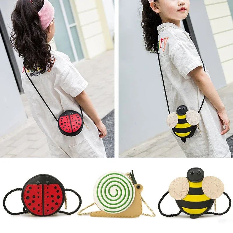 Cute Cartoon Bee, Ladybug & Snail Messenger Bag – Kids' PU Leather Coin Purse & Shoulder Handbag - Kidzy Market