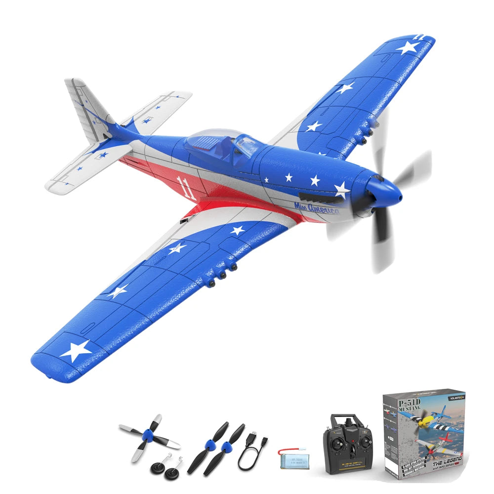 P51D RC Airplane One-Key Aerobatic 2-Ch 4-Ch RTF Mustang with Xpilot Stabilization
