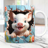 3D Animal Wrap Coffee Mug - 11 oz (350 ml) Sublimation Ceramic Kids Mug (Cat, Dog, Bear)