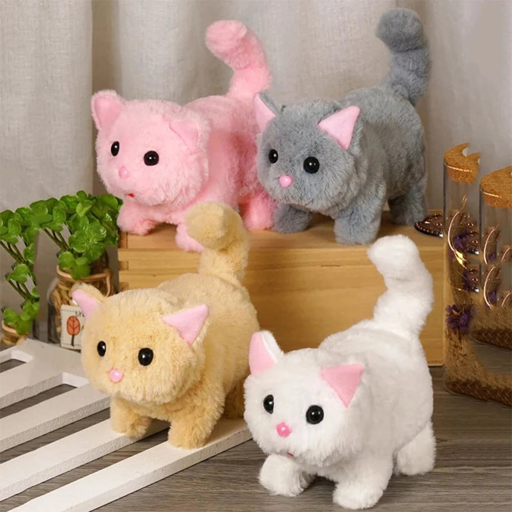 Simulation Interactive Cat Plush Toy – Walking, Tail Wagging, Head Shaking – Electronic Stuffed Doll Gift