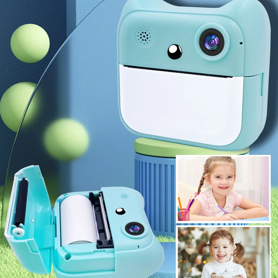 Kids Instant Print Camera Toy with 1 Roll of Print Paper, Christmas and Birthday Gift for Boys and Girls Ages 3-12
