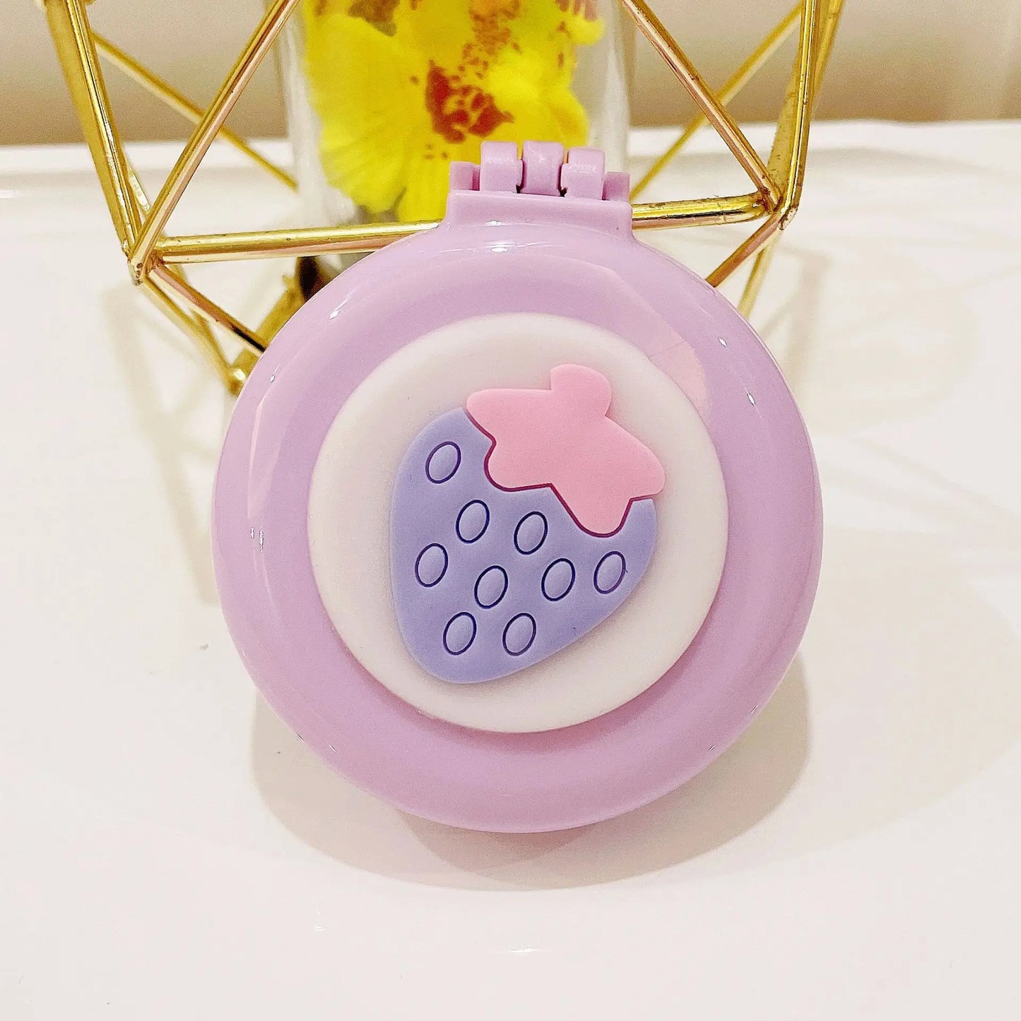 New Strawberry Hair Comb with Folding Mirror - Portable Traveling Massage Comb for Women & Girls - Hair Styling Accessories