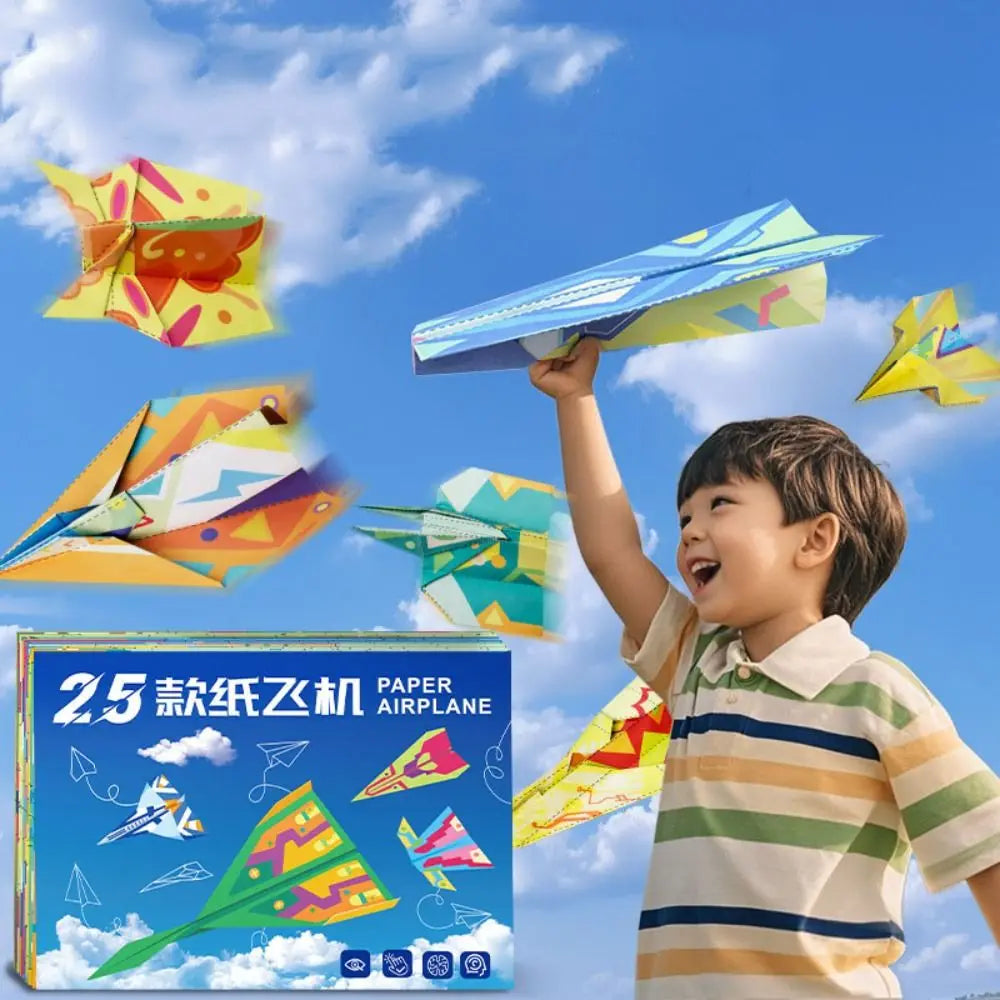 Paper Handmade Colored Art Learning Folding Airplane Origami Set 3D Cartoon Versatile Paper Aircraft Toy