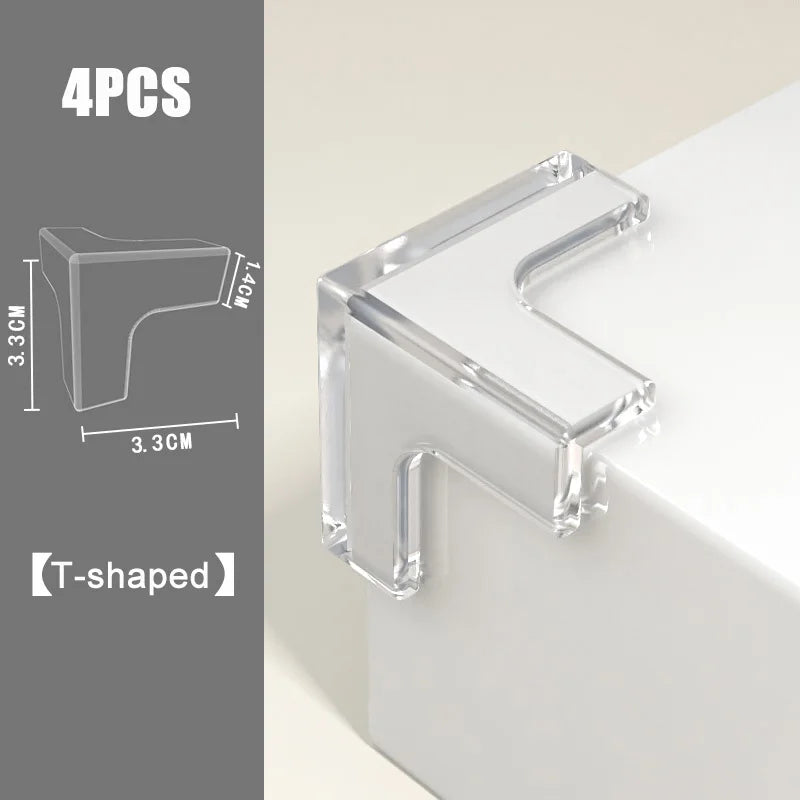 4Pcs Baby Safety Silicone Corner Guards – Transparent Anti-Shock Table Edge Protectors