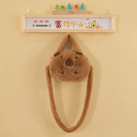 Capybara Plush School Backpack – Casual Fur Bag with Large Capacity and All-Match Design