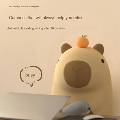 Cute Cartoon Capybara Night Light Battery Operated Dimmable Sleep Lamp for Kids Room Decor
