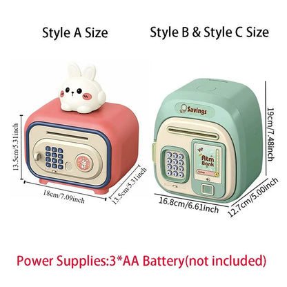 Password Lock Automatic Roll-Up Savings Bank Fingerprint Protected Voice Reminder Children's Cartoon Money Safe Box