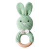 TYRY.HU Baby Small Rabbit Wooden Rattle & Teether - Mobile Pram Crib Ring, DIY Crochet Rattle Soother Bracelet | BPA-Free