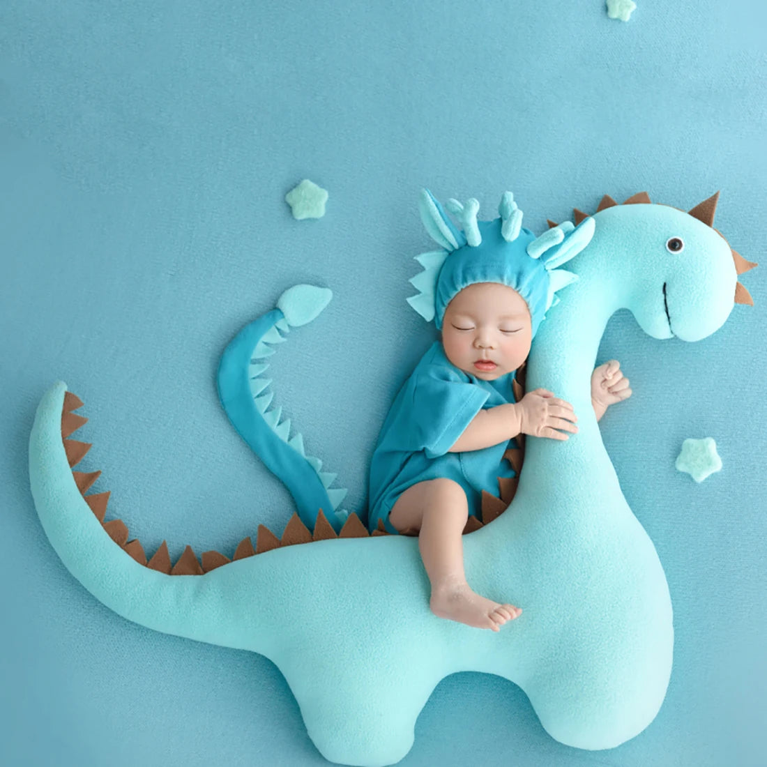 Baby Photography Clothes Set Soft Fabric Sewing Dragon Outfit Baby Boy Romper and Hat Newborn Photography Props