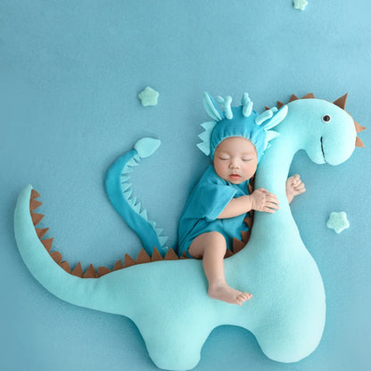 Baby Photography Clothes Set Soft Fabric Sewing Dragon Outfit Baby Boy Romper and Hat Newborn Photography Props