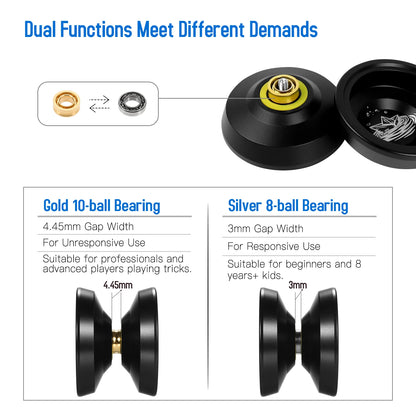 LESHARE Yoyo Ball - Aluminum Trick Yo-Yo with Bearing, Strings, and Gloves, Competitive Classic Toy Gift