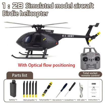 1:28 C189 RC Helicopter MD500 – Dual Brushless Motor with 6-Axis Gyro and One-Click Takeoff/Landing