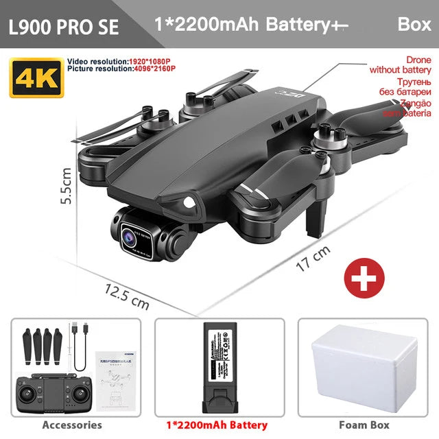 L900 Pro SE GPS Drone 4K HD 5G WiFi FPV Camera Quadcopter Brushless Motor RC Mini Drone for Kids Toy