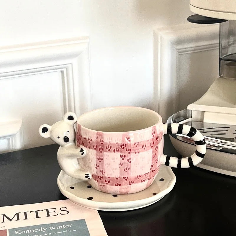 260ml Koala Ceramic Mug (8.8 fl oz) – Hand-Painted 3D Cute Japanese-Style Coffee Cup, 1-Piece