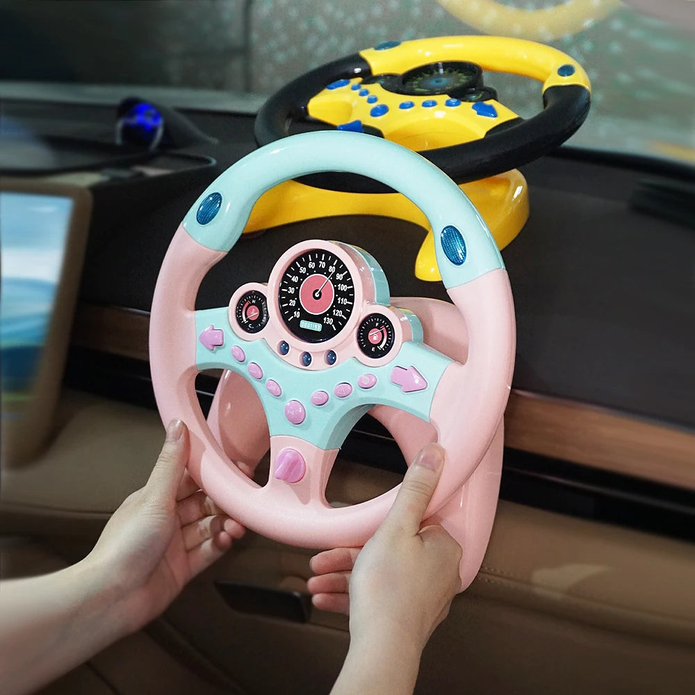 Electric Simulation Steering Wheel Toy with Light and Sound Educational Children’s Co-Pilot Car Vocal Toy Gift