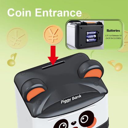 Panda Piggy Bank Fingerprint Password Unlock Automatic Induction Roll Simulation ATM Toy for Kids 3+