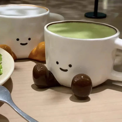 Cartoon Couple Ceramic Coffee Mug - Cute Breakfast Tea & Milk Cup (1-Pack)