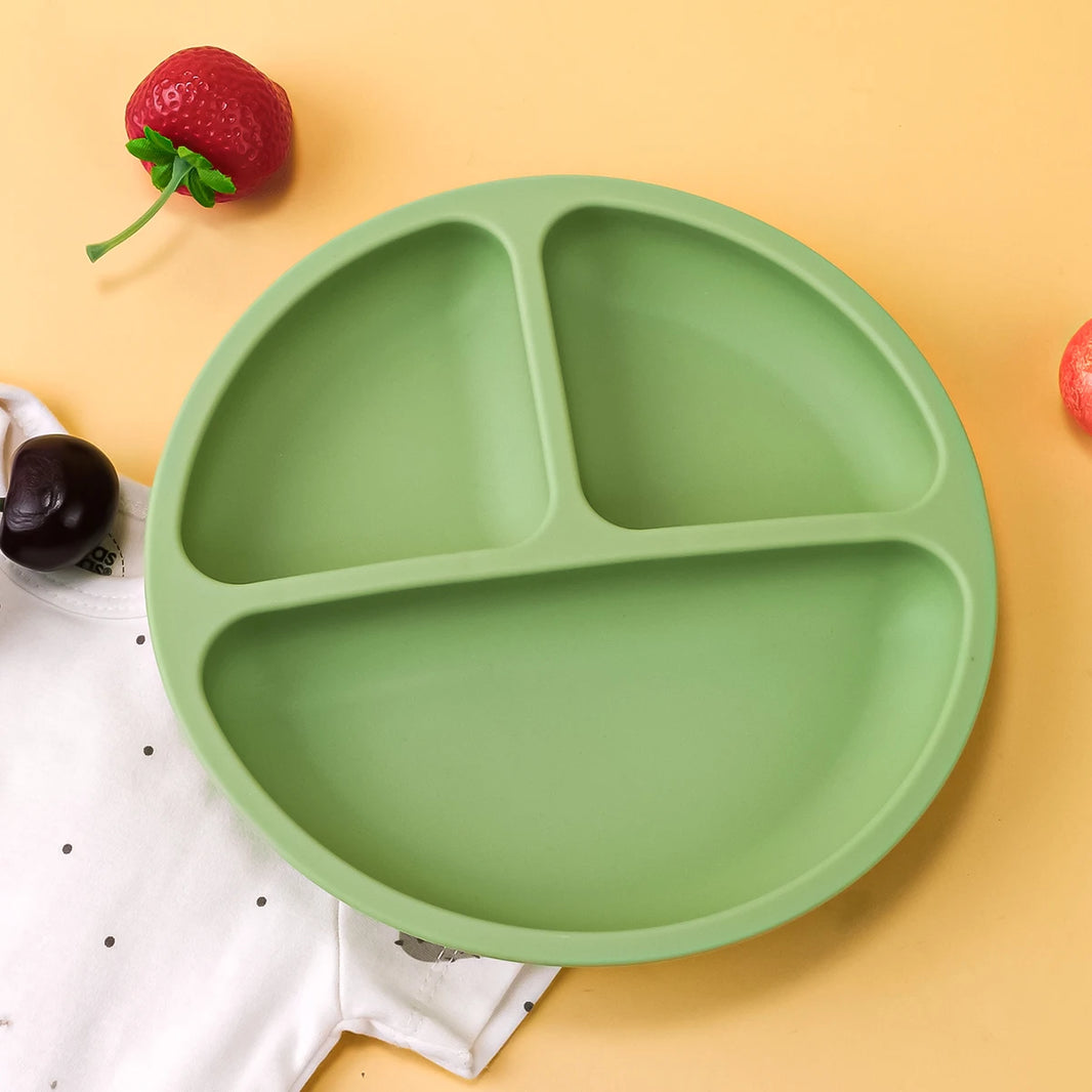 TYRY.HU 100% Silicone Baby Feeding Tray – Compartmentalized Meal Tray with Suction Cup for Secure Attachment to Table