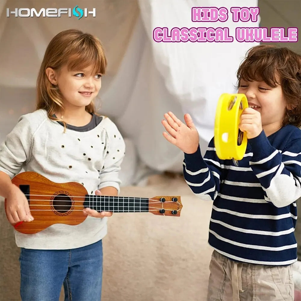 35cm Ukulele Guitar Toy for Kids - Elementary Musical Instrument with Paddles, Simulating Ukulele Music Toy